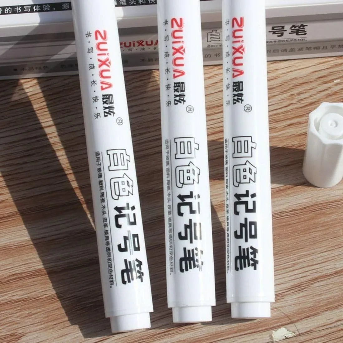 Pack of 10 Waterproof White Marker Pens for Cars & Bikes
