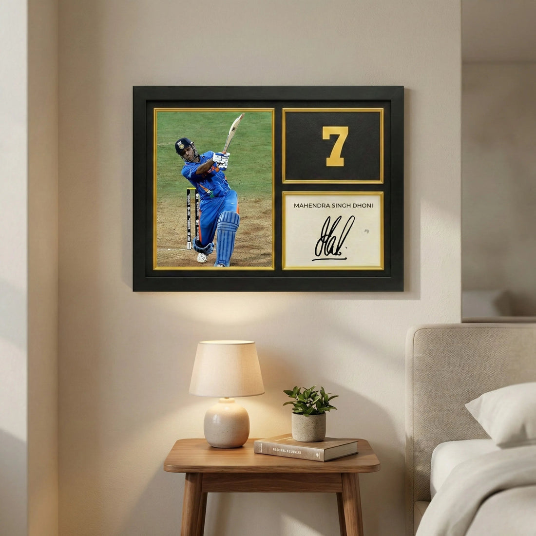 MS Dhoni | Signed Frame Gold Edition – 40 × 30 Cm (Print on Demand) - Dreamzhub