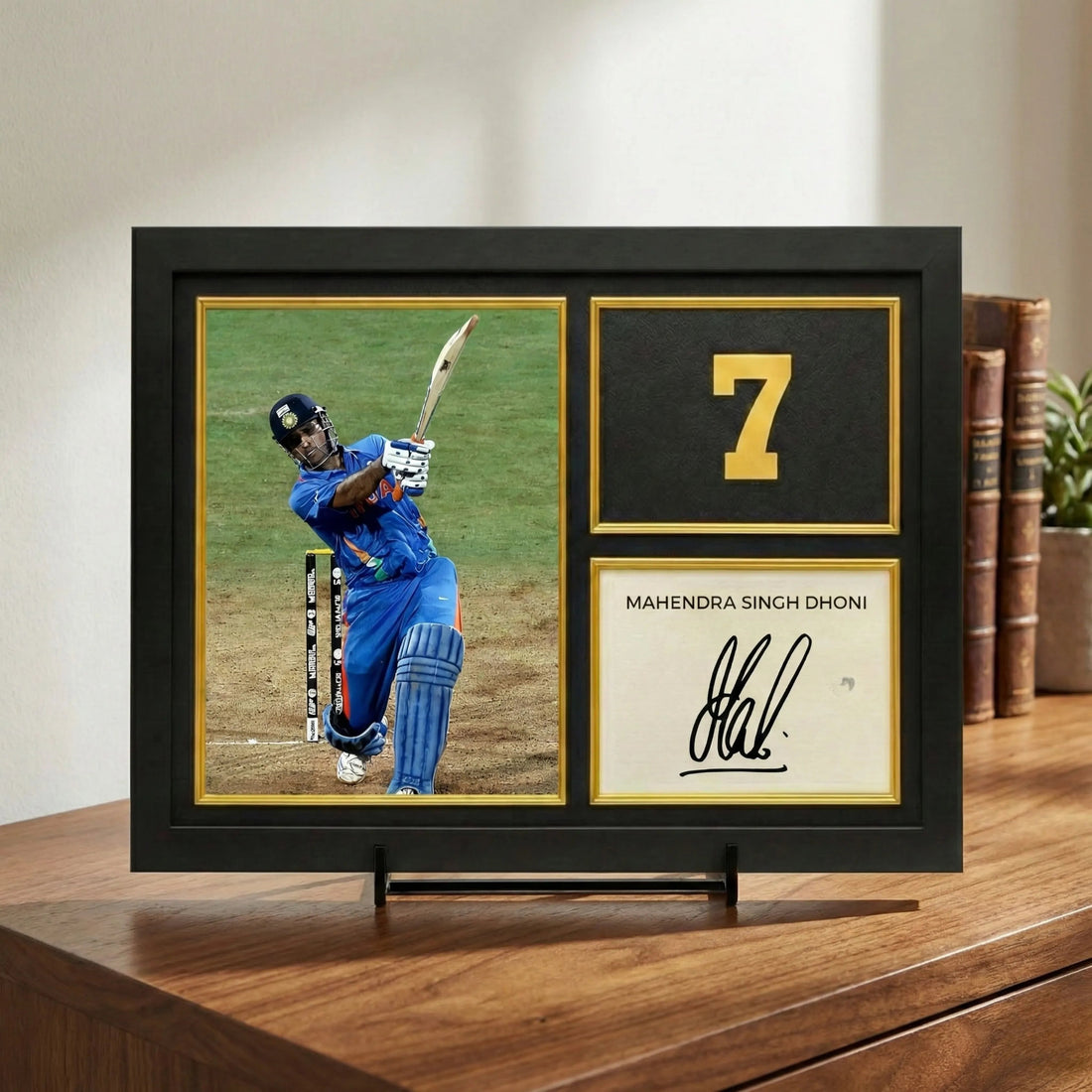 MS Dhoni | Signed Frame Gold Edition – 40 × 30 Cm (Print on Demand) - Dreamzhub