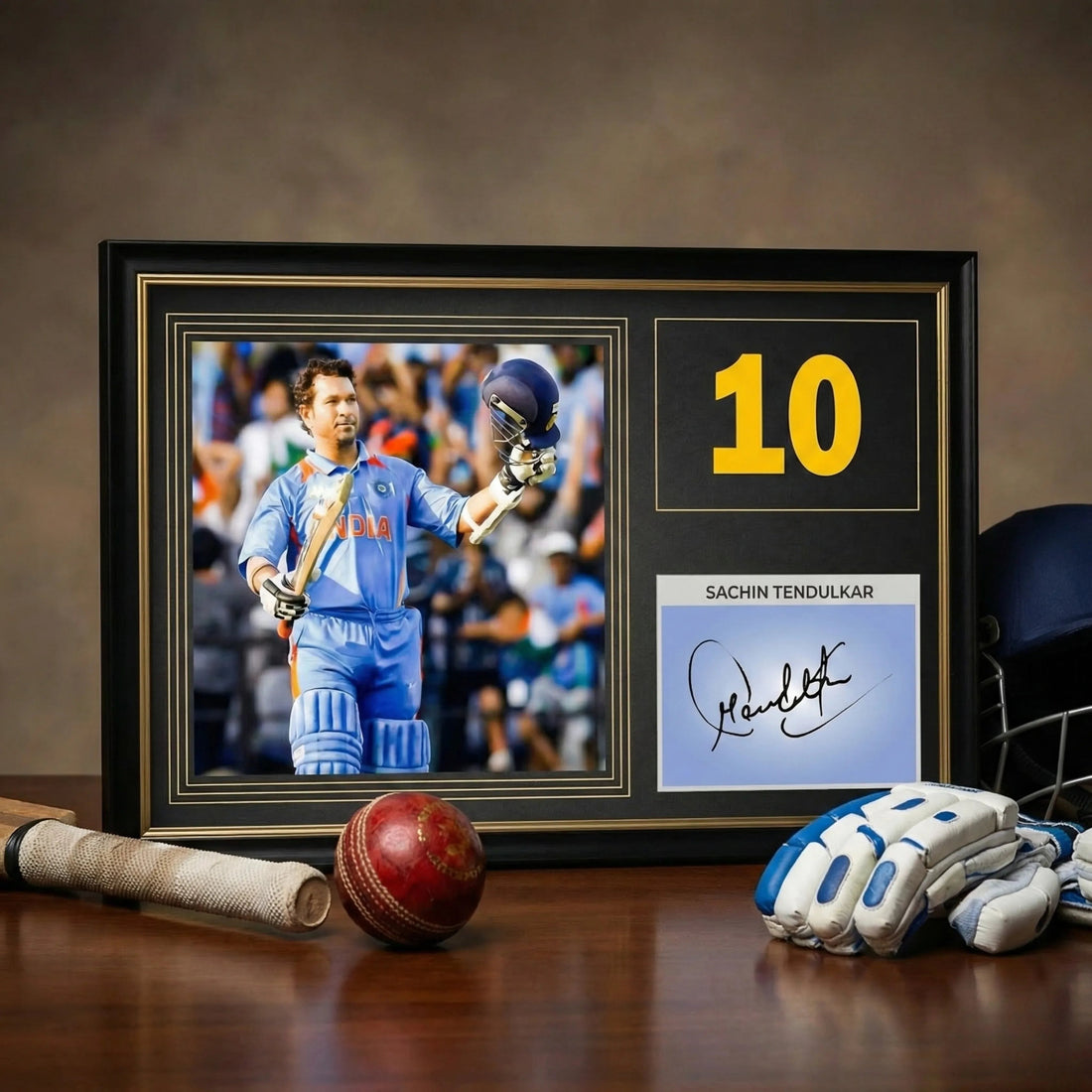 MS Dhoni, Virat Kohli, Sachin Tendulkar | Signed Frame Gold Edition – 40 × 30 Cm - Dreamzhub