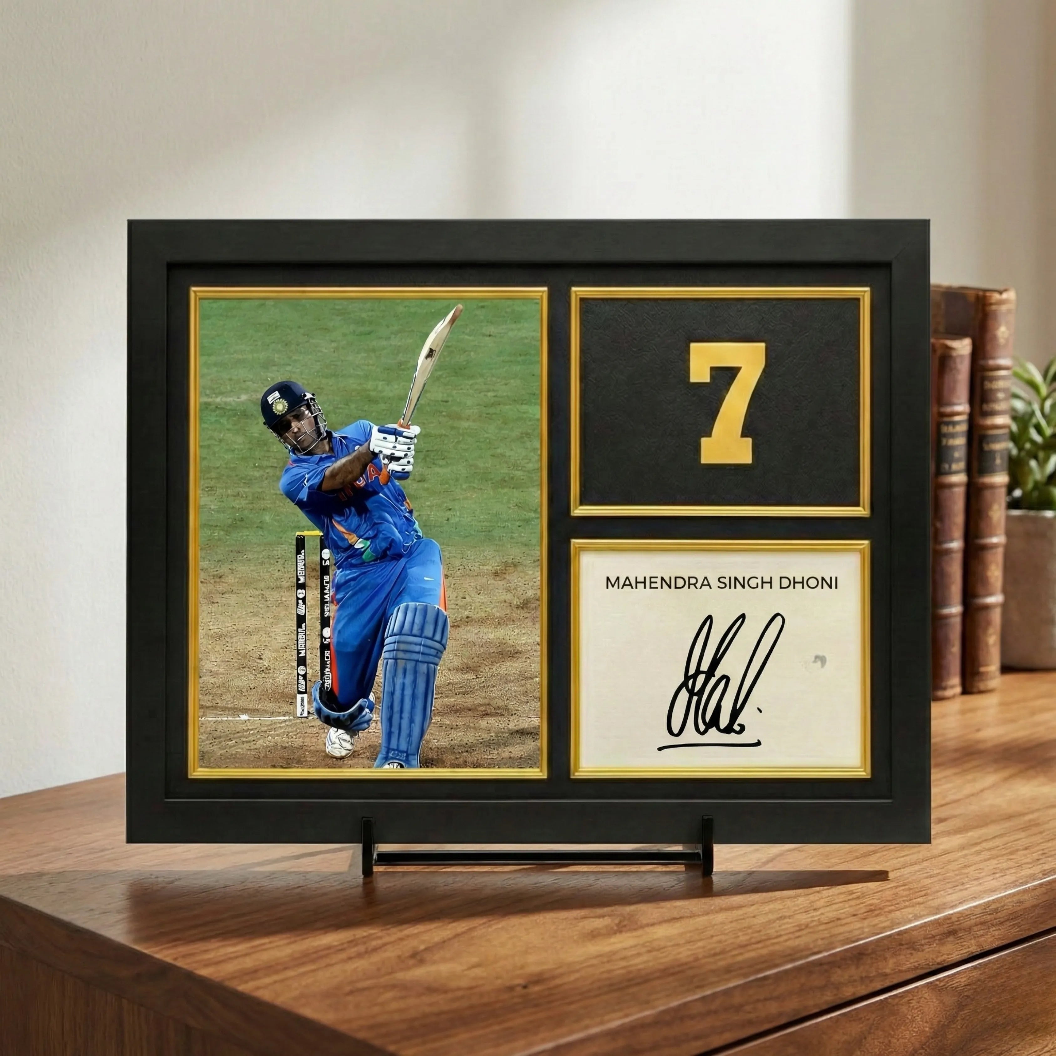 MS Dhoni, Virat Kohli, Sachin Tendulkar | Signed Frame Gold Edition – 40 × 30 Cm - Dreamzhub
