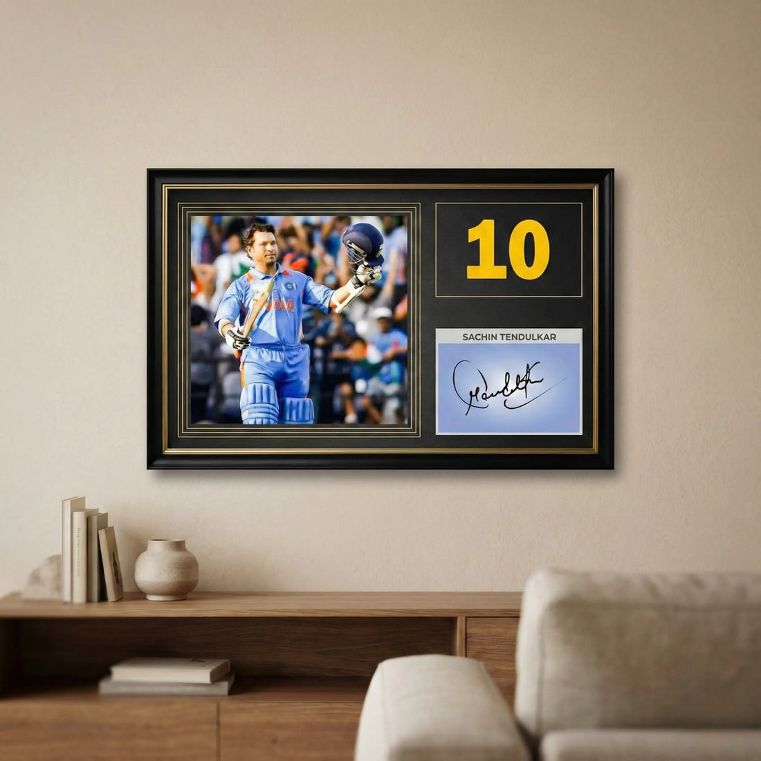 MS Dhoni, Virat Kohli, Sachin Tendulkar | Signed Frame Gold Edition – 40 × 30 Cm - Dreamzhub