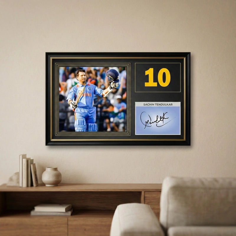 MS Dhoni, Virat Kohli, Sachin Tendulkar | Signed Frame Gold Edition – 40 × 30 Cm - Dreamzhub