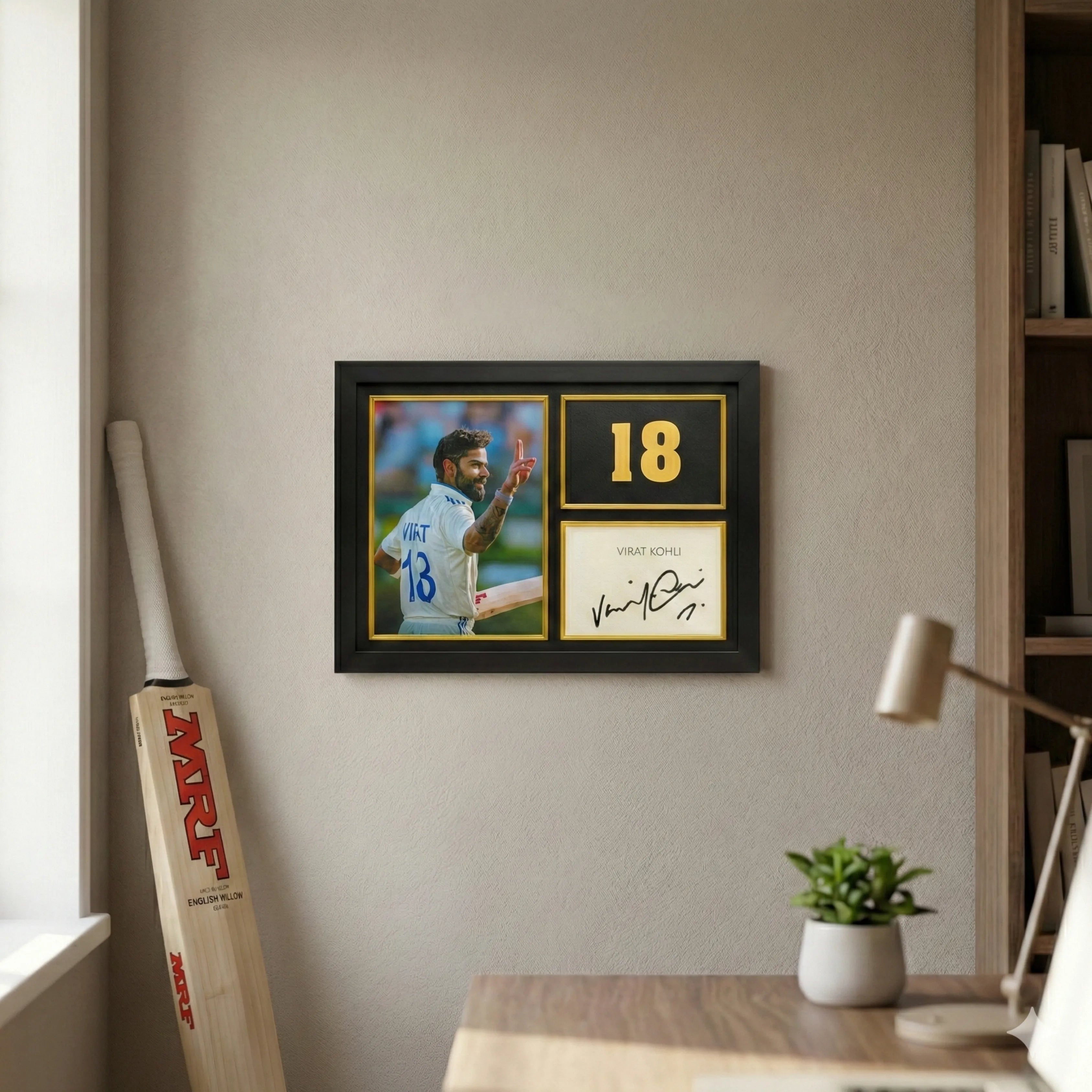 MS Dhoni, Virat Kohli, Sachin Tendulkar | Signed Frame Gold Edition – 40 × 30 Cm - Dreamzhub