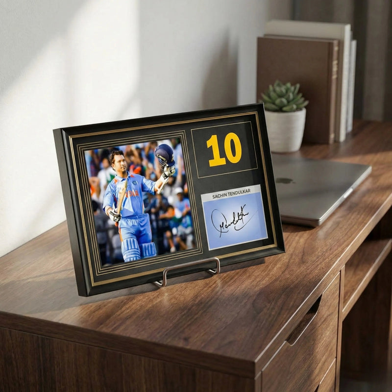 MS Dhoni, Virat Kohli, Sachin Tendulkar | Signed Frame Gold Edition – 40 × 30 Cm - Dreamzhub