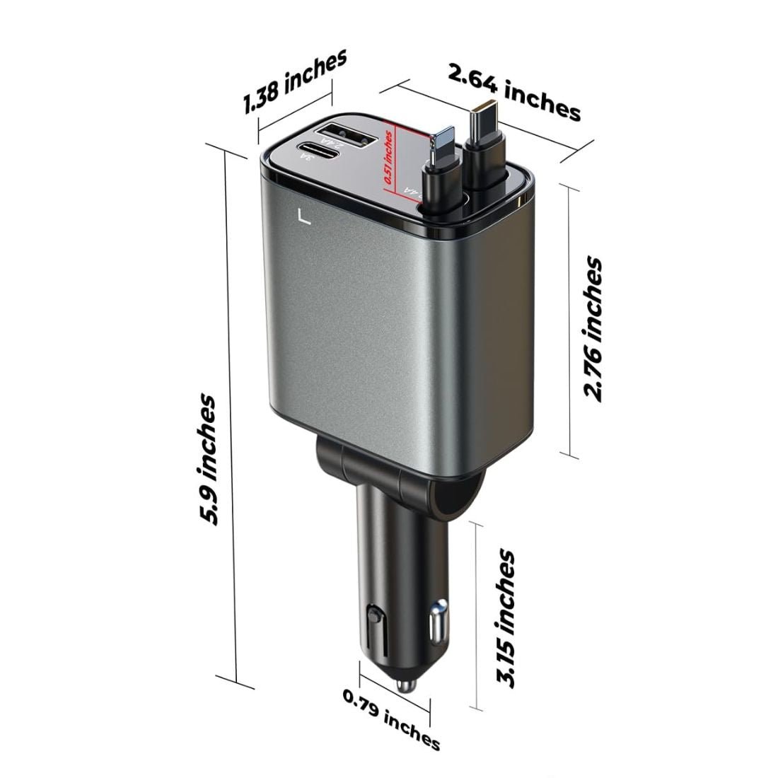 Multi - Device Car Charger 69W | 4 in 1 USB C & A Fast Charging Adapter for iPhone - Dreamzhub