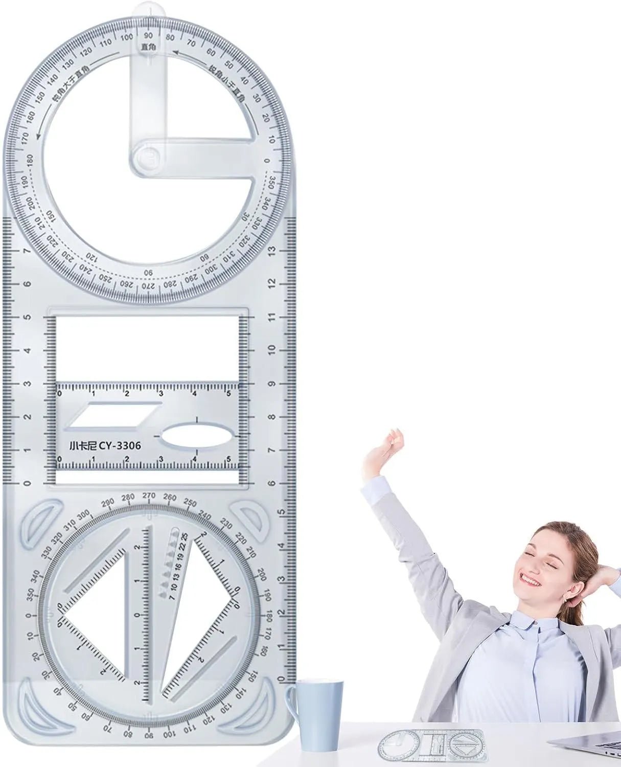 Multi - Functional Geometry Ruler – 360° Protractor, Compass & Measuring Tool for Students & Designers - Dreamzhub