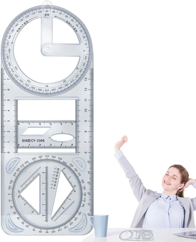 Multi - Functional Geometry Ruler – 360° Protractor, Compass & Measuring Tool for Students & Designers - Dreamzhub