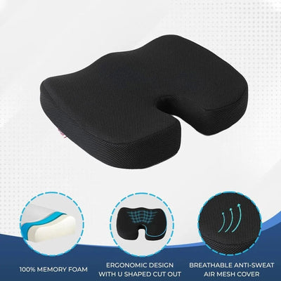 Orthopedic Memory Foam Seat Cushion – Large | Superior Comfort & Support for Back Pain Relief - Dreamzhub