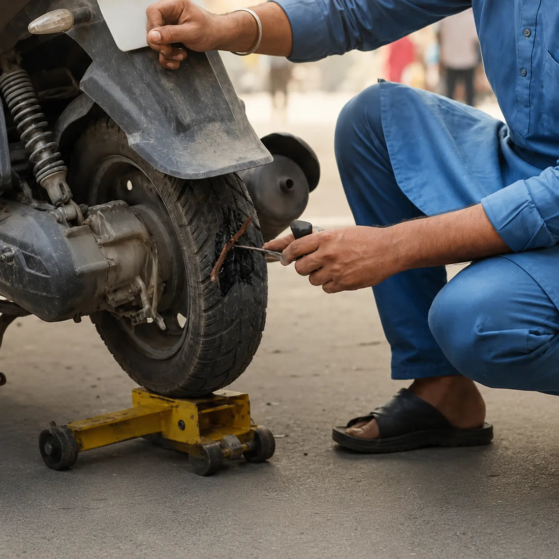 Car Jack Lifting Tool With Puncture Kit