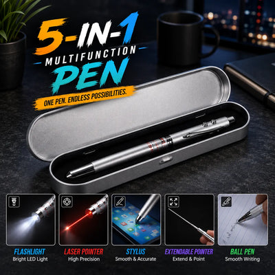 5 In 1 Multipurpose Antenna Pen With Led Light