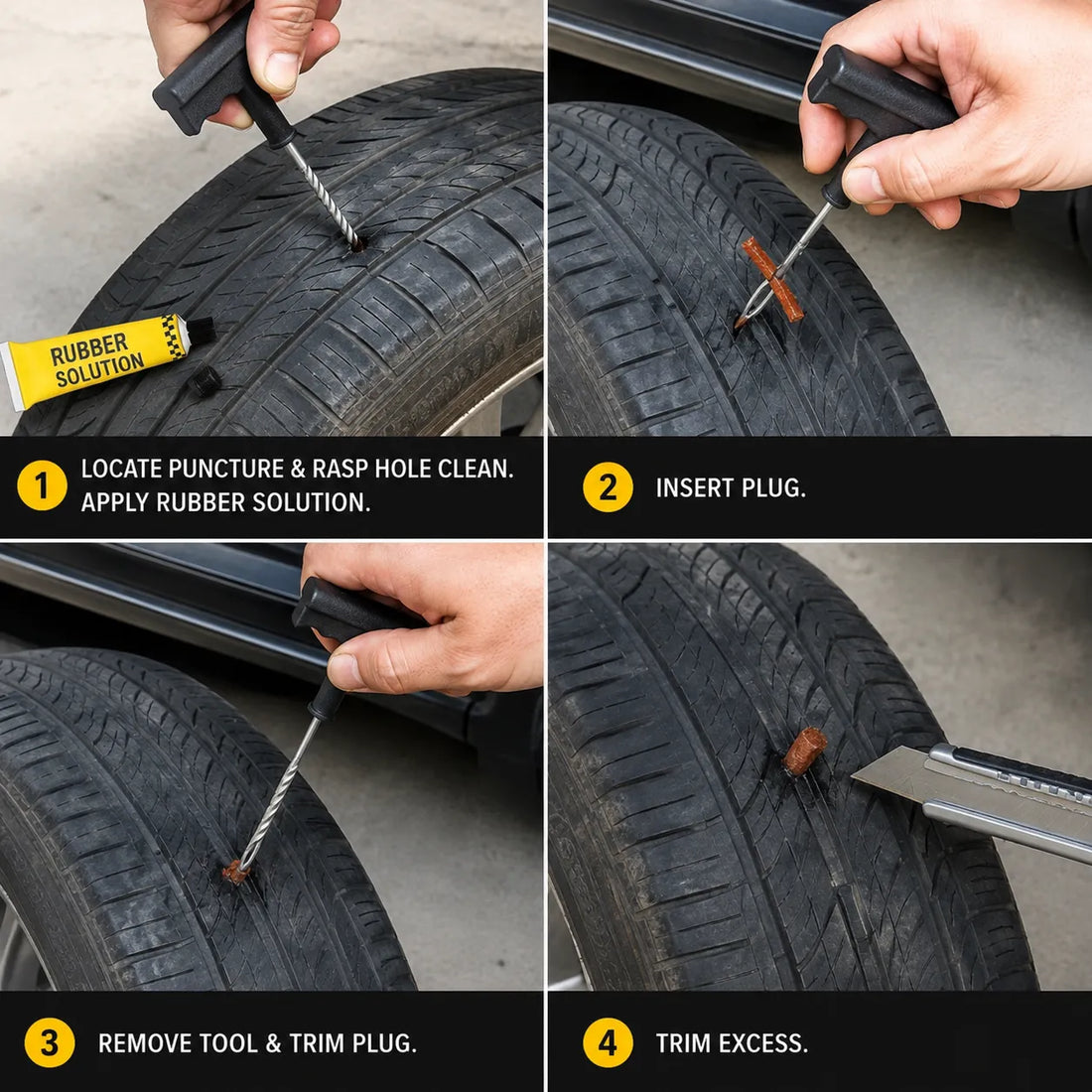 Universal Tubeless Tyre Puncture Repair Kit