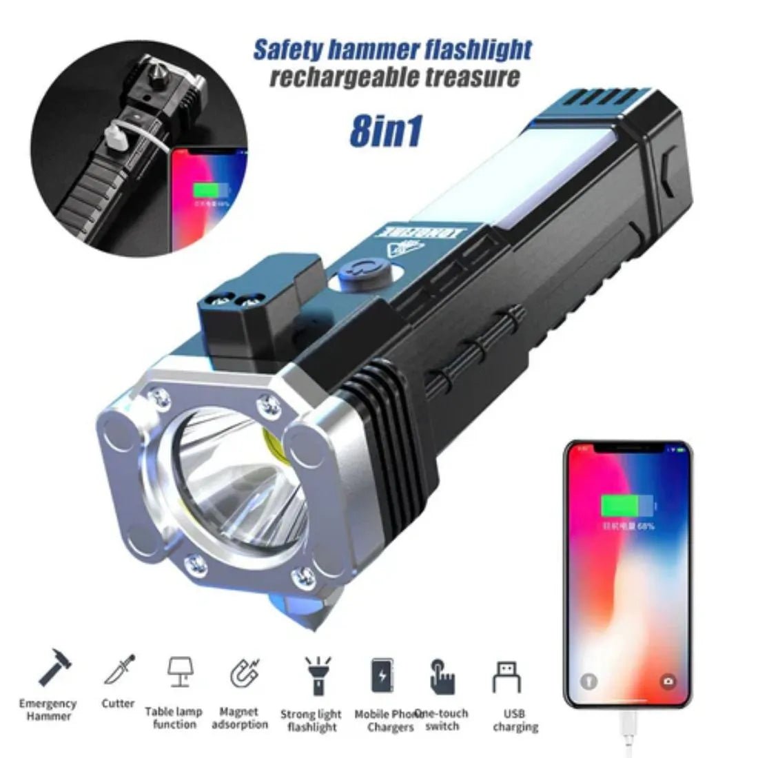 Portable Rechargeable Torch with Powerbank - Dreamzhub