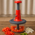 Push Chopper Manual Hand Press Chopper with 3 Sharp Blades – Quick & Effortless Vegetable & Fruit Cutter - Dreamzhub