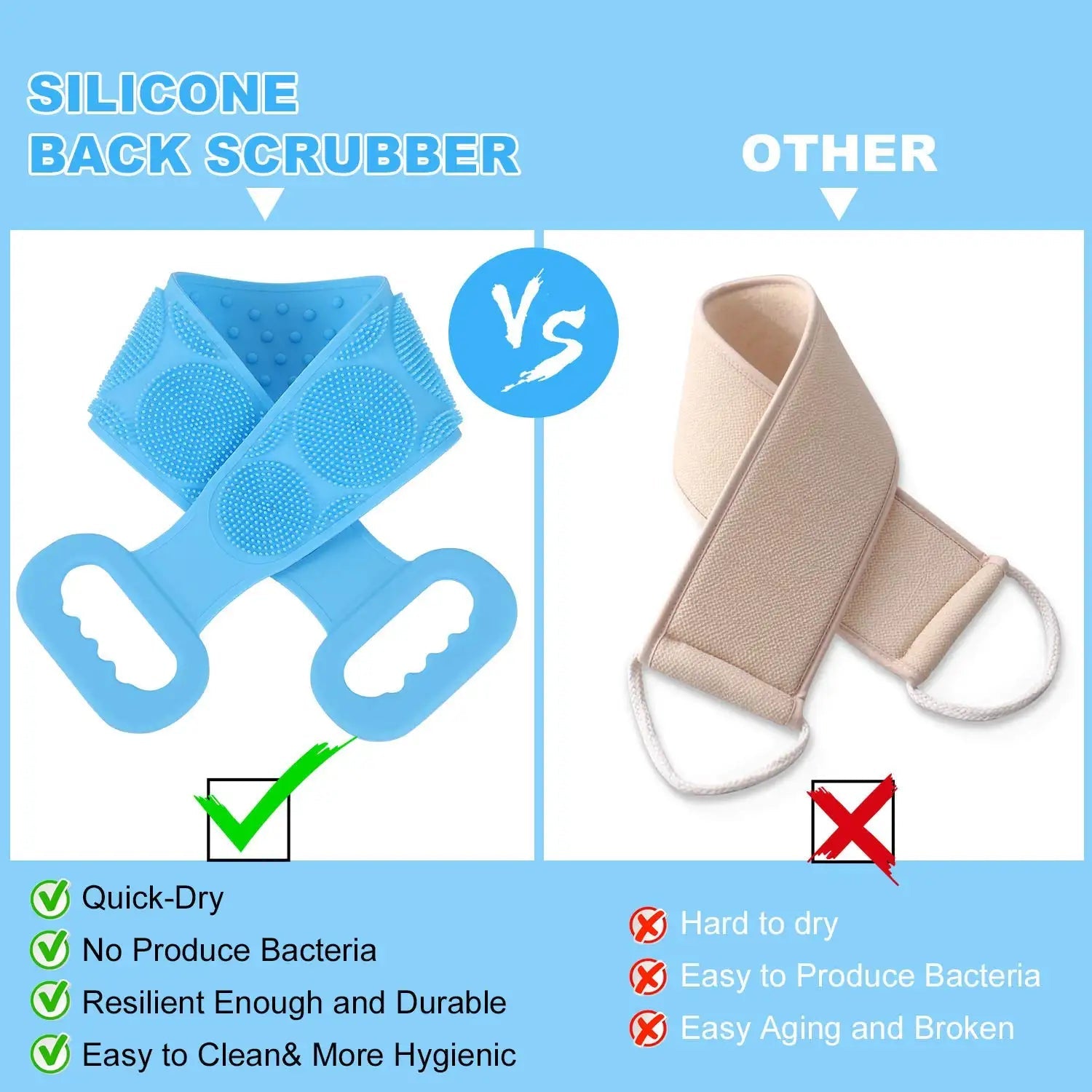 Silicone Bath Body Brush with Long Handle | Exfoliating Back Scrubber for Shower | Deep Cleansing & Massage Brush - Dreamzhub