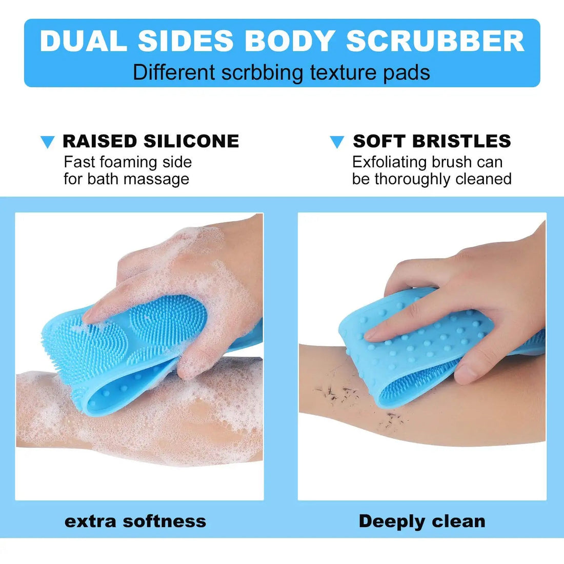 Silicone Bath Body Brush with Long Handle | Exfoliating Back Scrubber for Shower | Deep Cleansing & Massage Brush - Dreamzhub