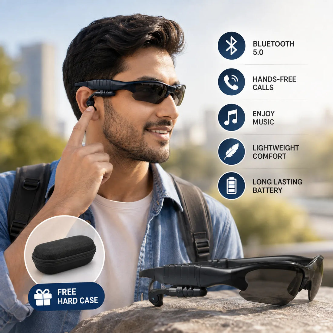 Bluetooth Smart Glasses With Free Hard Case