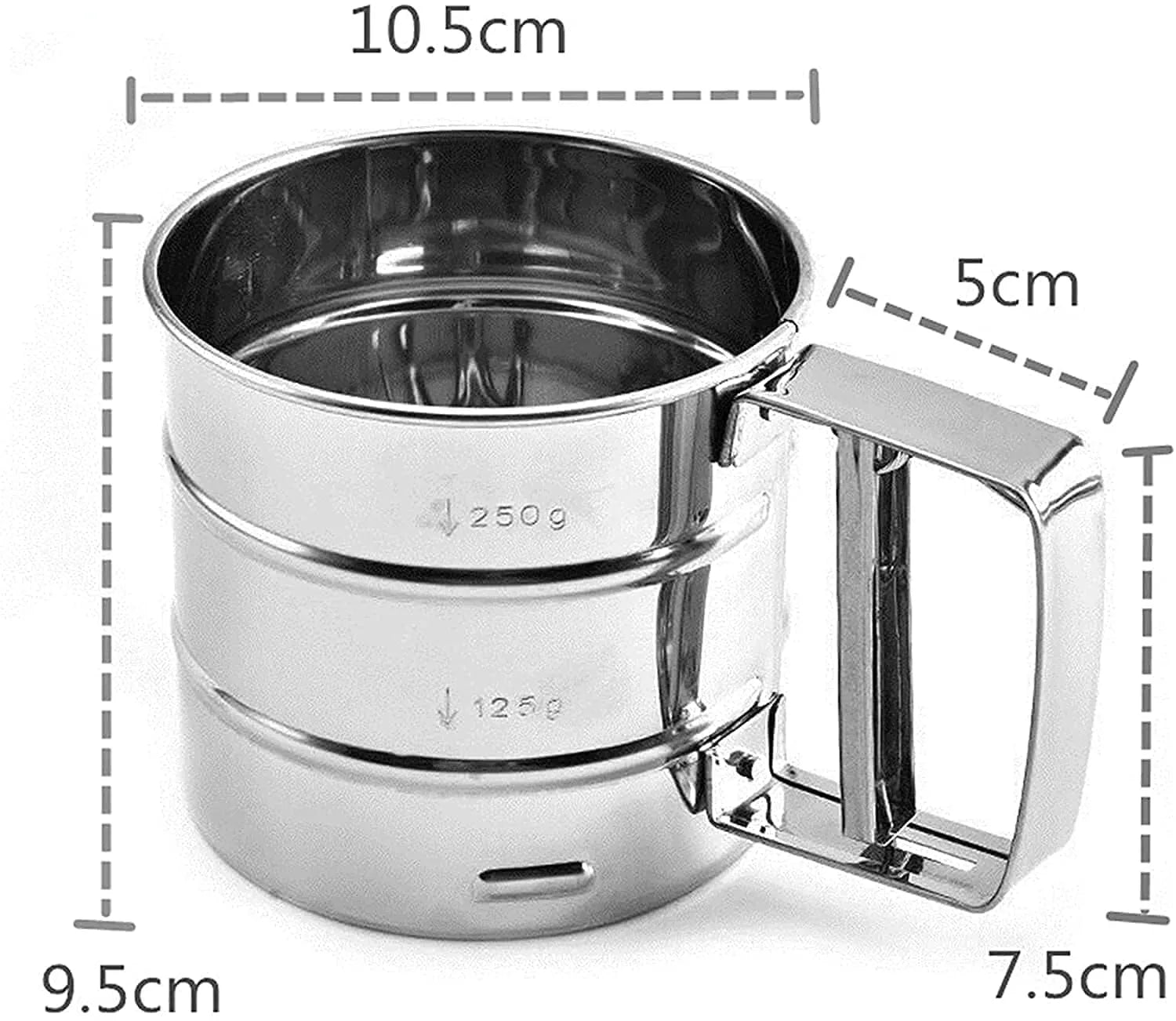 Stainless Steel Flour Sifter – Double - Layer Fine Mesh Baking Sifter with One - Hand Press Crank - Dreamzhub
