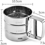 Stainless Steel Flour Sifter – Double - Layer Fine Mesh Baking Sifter with One - Hand Press Crank - Dreamzhub