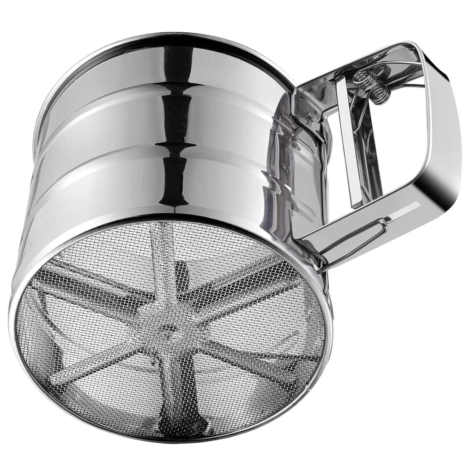 Stainless Steel Flour Sifter – Double - Layer Fine Mesh Baking Sifter with One - Hand Press Crank - Dreamzhub
