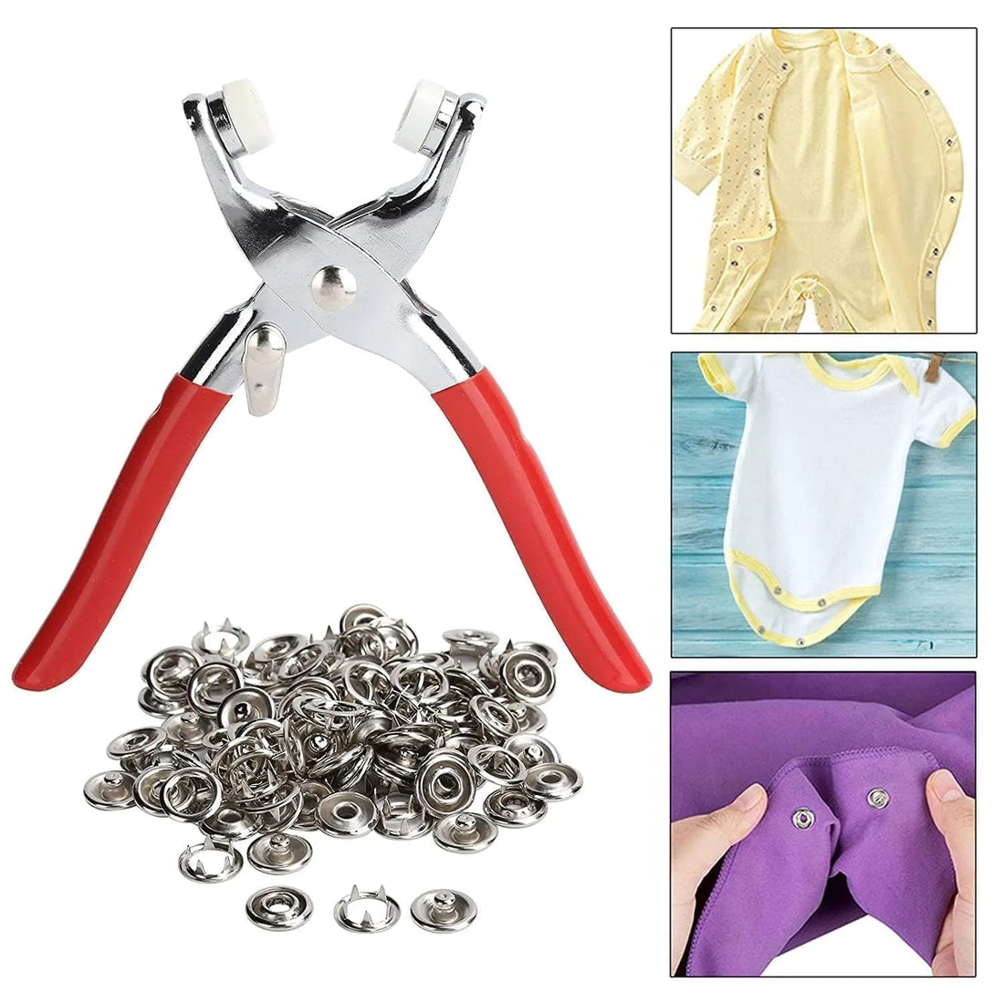 Stainless Steel Snap Fasteners Kit with Hand Press Tool | Thickened Metal Five - Claw Buckle Set for DIY Sewing, Leather Craft, Jackets & Clothing Repairs - Dreamzhub