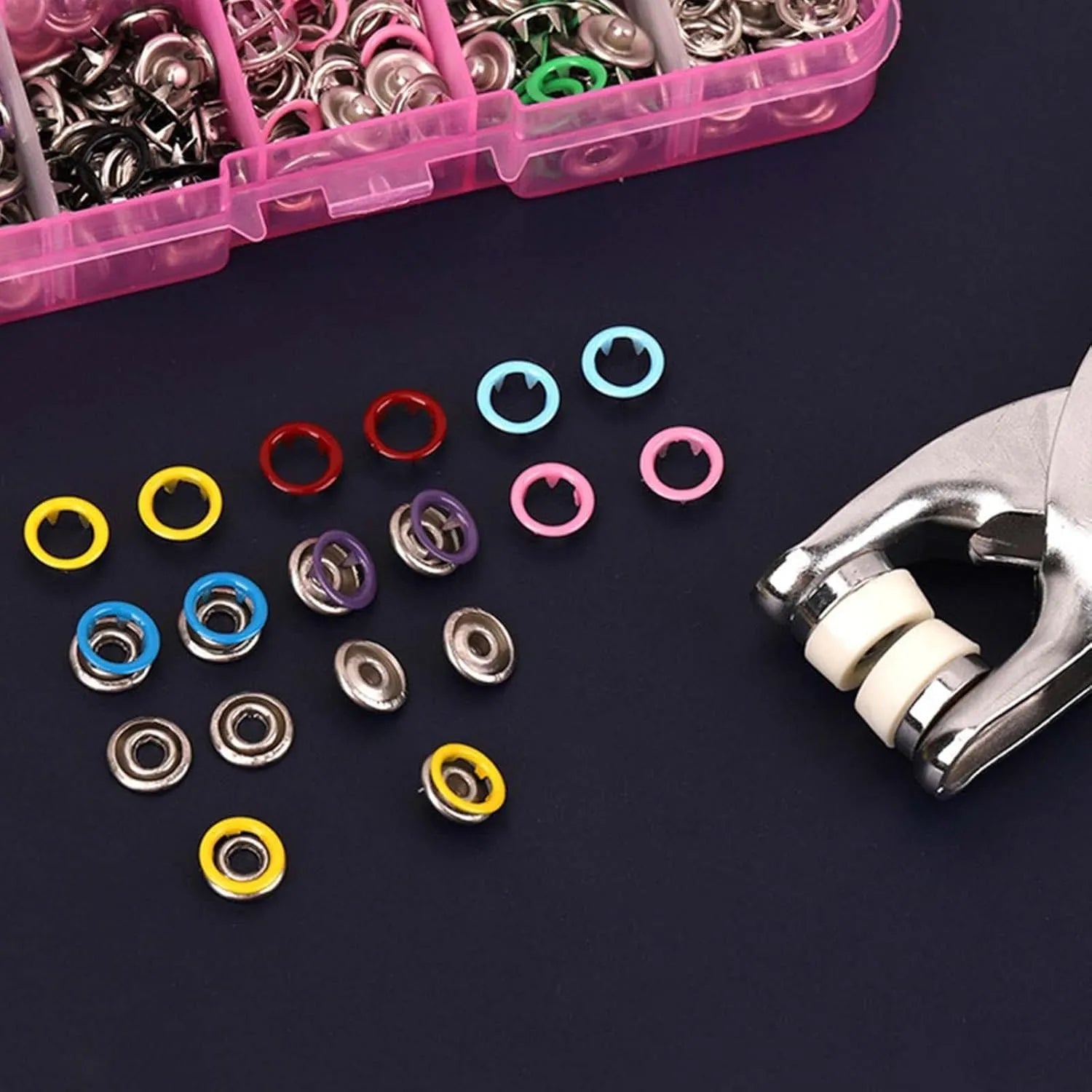 Stainless Steel Snap Fasteners Kit with Hand Press Tool | Thickened Metal Five - Claw Buckle Set for DIY Sewing, Leather Craft, Jackets & Clothing Repairs - Dreamzhub