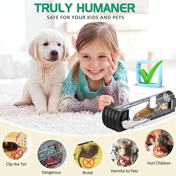 Transparent Automatic Lock Rat Trap Cage – Humane & Reusable Rodent Catcher for Home & Garden - Dreamzhub