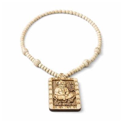 Bageshwar Dham Tulsi Mala | Wooden Hanuman Pendant Spiritual Necklace