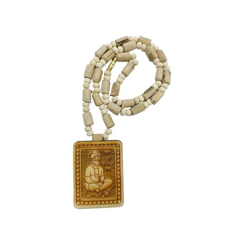 Bageshwar Dham Tulsi Mala | Wooden Hanuman Pendant Spiritual Necklace
