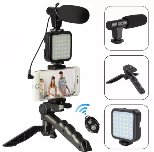 Remote Controlled Smart Video Making Kit with Inbuilt Flood Light + Mic + Tripod
