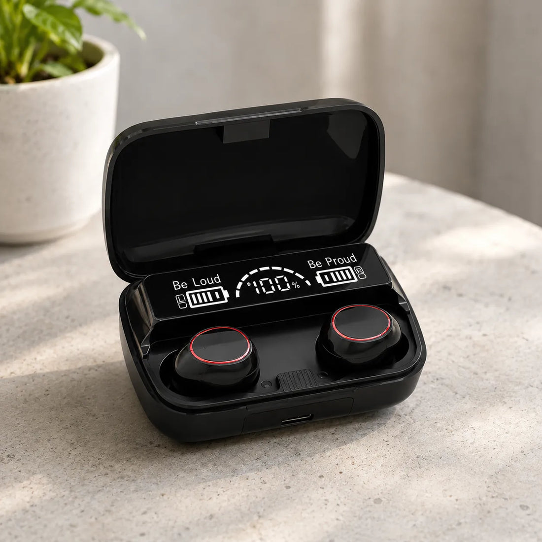 Wireless Earpods with Charging Inbuilt Powerbank M10 with Free Golden Watch